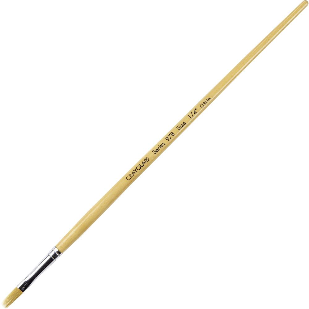 Crayola No. 978 Nylon Easel Brush - Wood Handle - Aluminum Ferrule - 1 Dozen. Picture 1