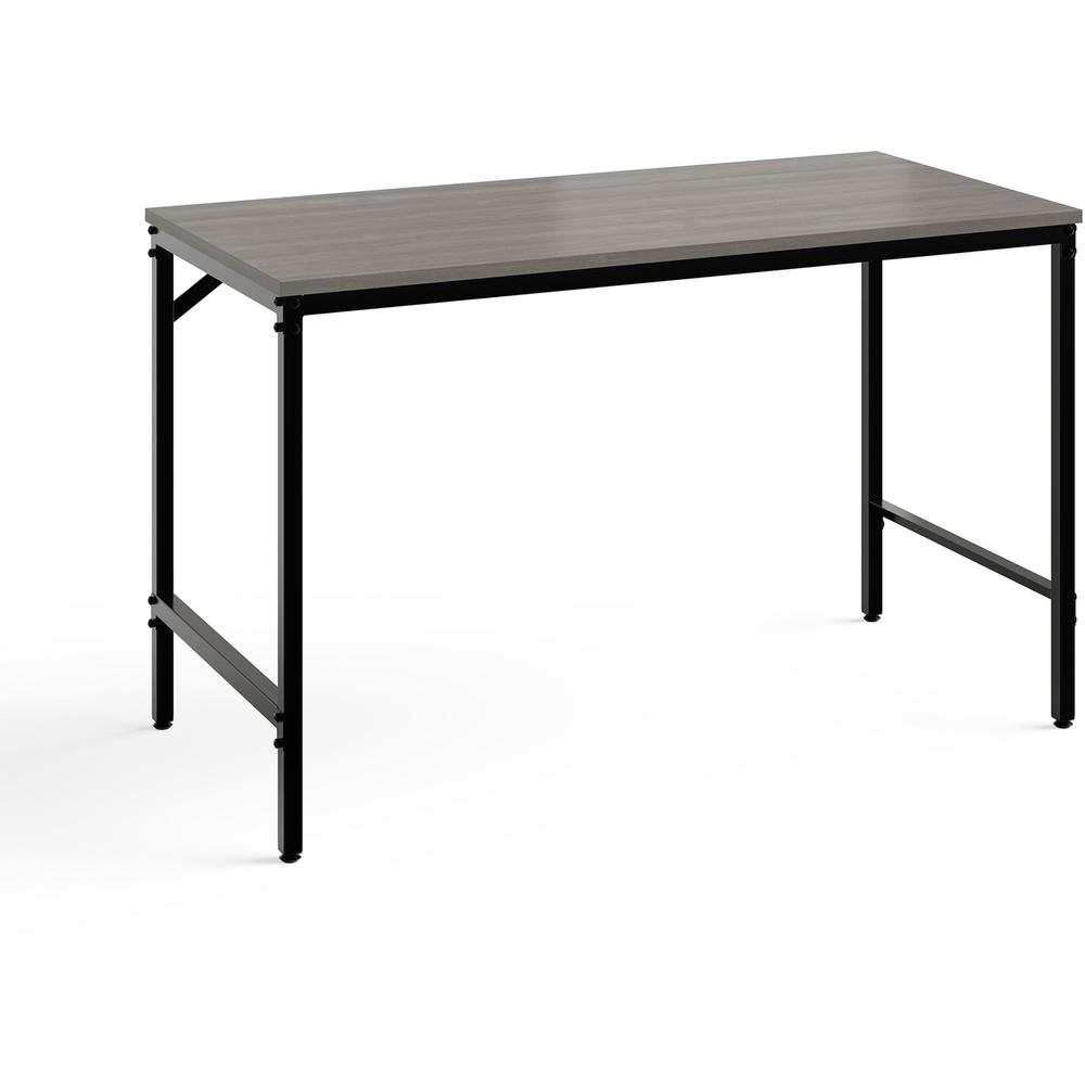 Safco Simple Study Desk - Neowalnut Rectangle, Laminated Top - Black Powder Coat Four Leg Base - 4 Legs x 45.50" Table Top Width x 23.50" Table Top Depth x 0.75" Table Top Thickness - 29.50" Height - . Picture 1