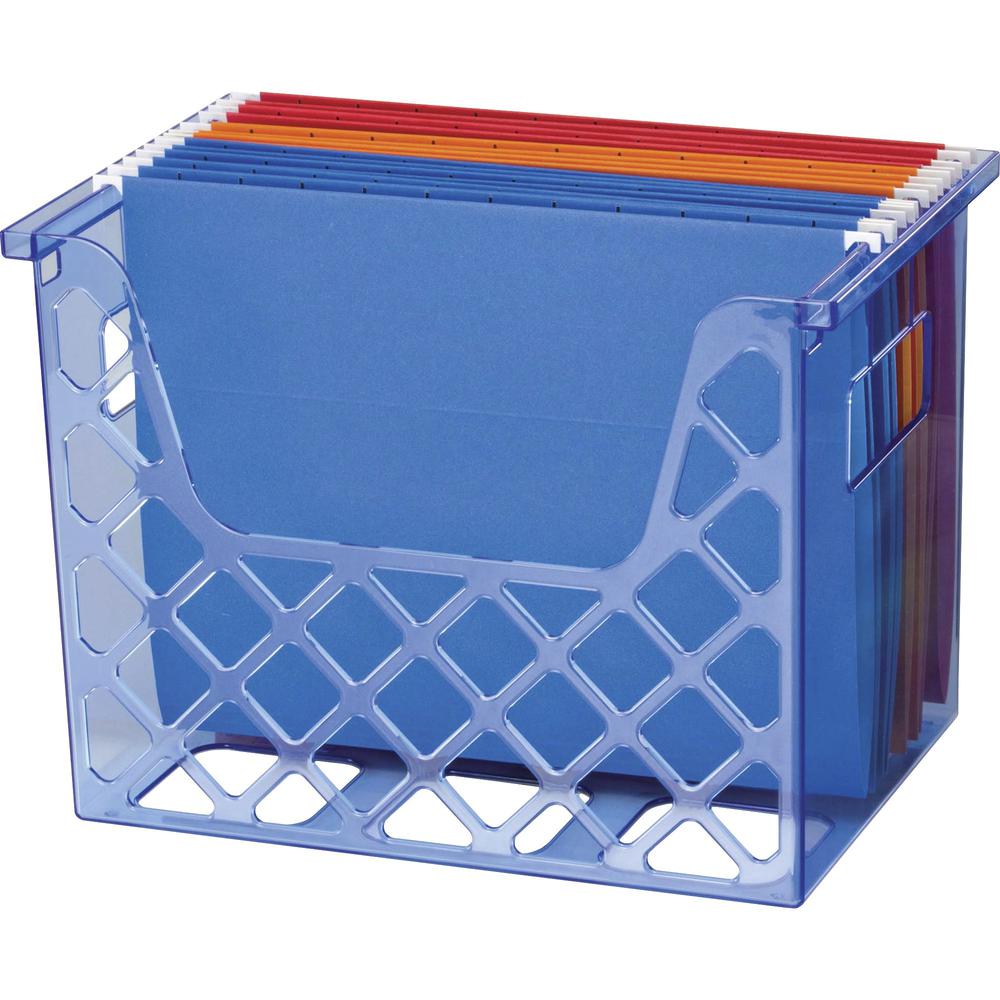 Officemate 23221 Blue Glacier Desktop File Organizer, Transparent Blue - 10.8" Height x 13.3" Width x 8.6" Depth - Desktop - Compact, Portable - Transparent Blue - 1 Each. Picture 1
