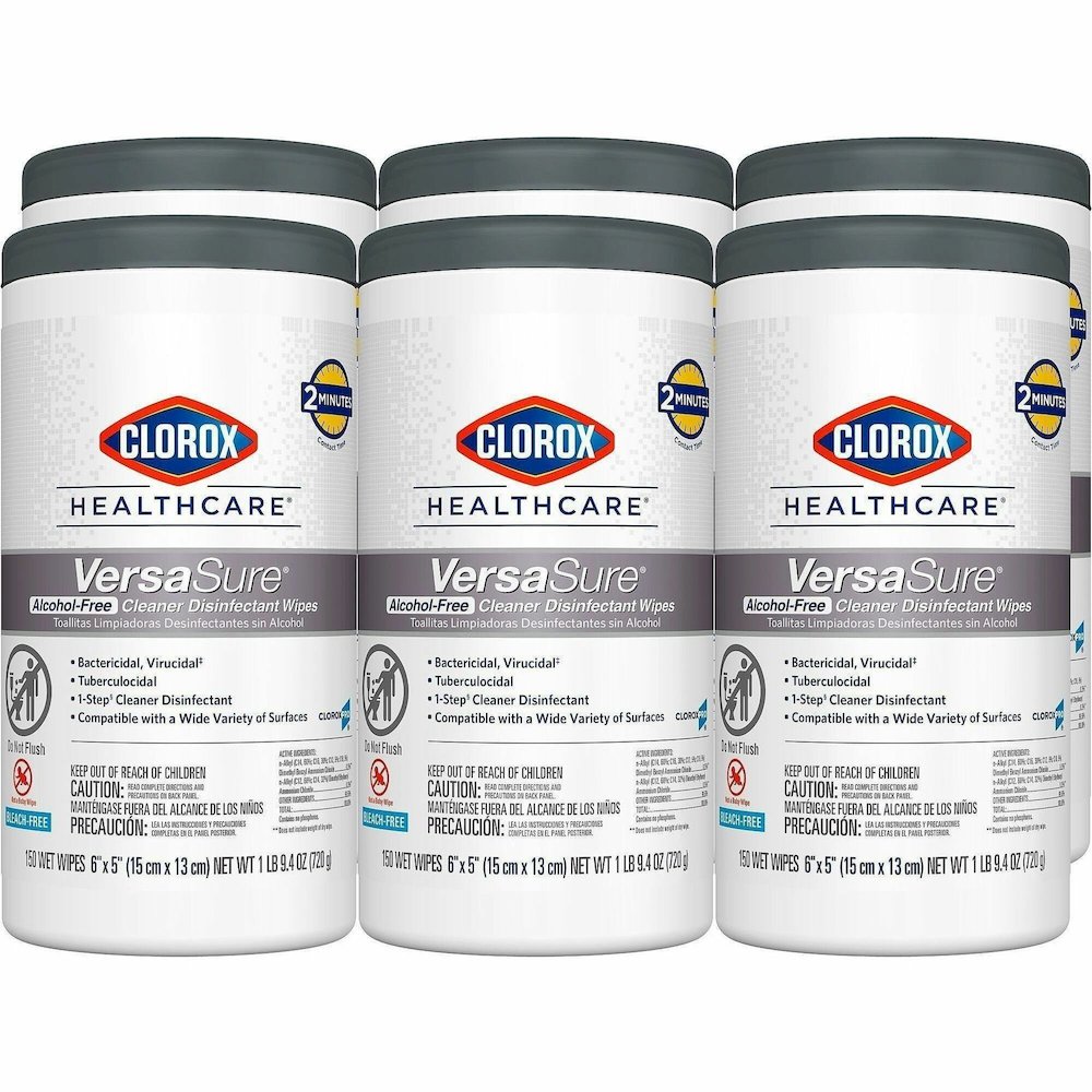 Clorox Healthcare VersaSure Disinfectant Wipes - For Commercial, Medical Equipment, Hard Surface, Nonporous Surface - Ready-To-Use - 5" Length x 6" Width - Recommended For: Bacteria Remover, Virus Rem. Picture 1