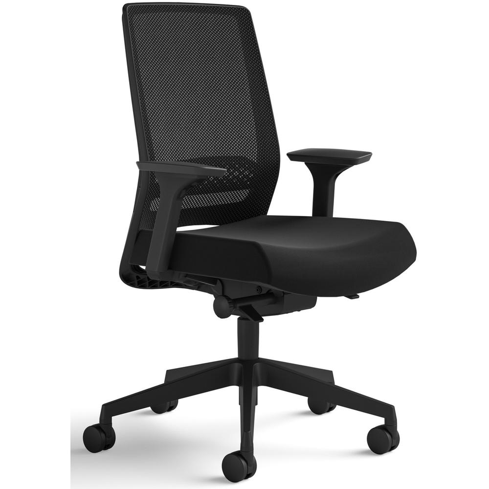 Safco Medina Deluxe Task Chair - 5-star Base - Black - Armrest - 1 Each. Picture 1