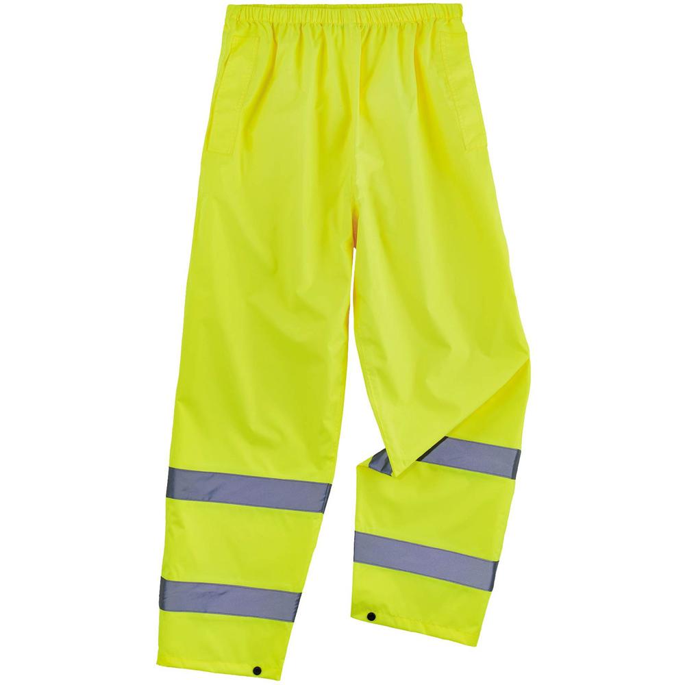 GloWear 8916 Lightweight Hi-Vis Rain Pants - Class E - For Rain Protection - 4XL Size - Lime - Polyurethane, 150D Oxford Polyester. Picture 1