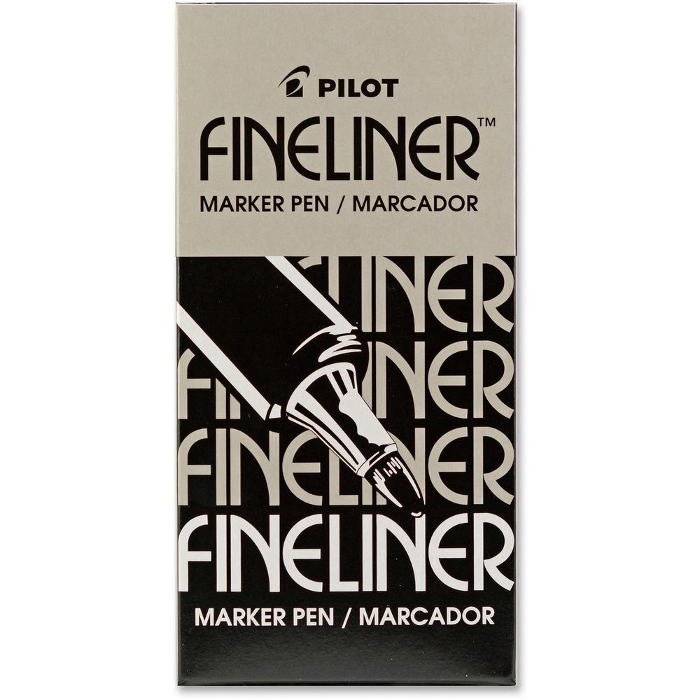 Pilot Fineliner Markers - Fine Pen Point - 0.7 mm Pen Point Size - Black - Black Barrel - Acrylic Fiber Tip - 12 / Box. Picture 1