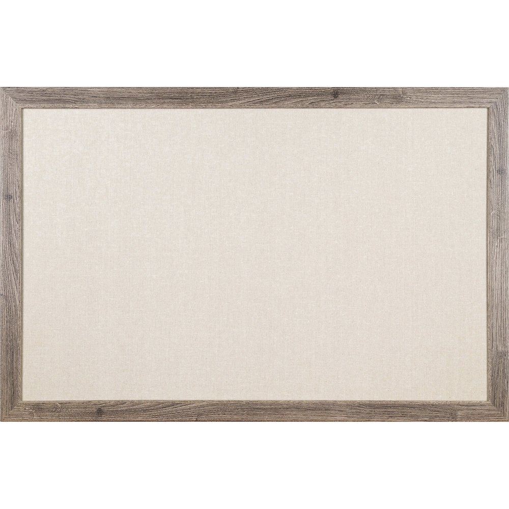 U Brands Linen Bulletin Board - 24" Board Height x 36" Board Width - Tan Linen Surface - Self-healing, Durable, Mounting System, Tackable, Sturdy, Damage Resistant - Rustic Wood Frame - 1 Each. Picture 1