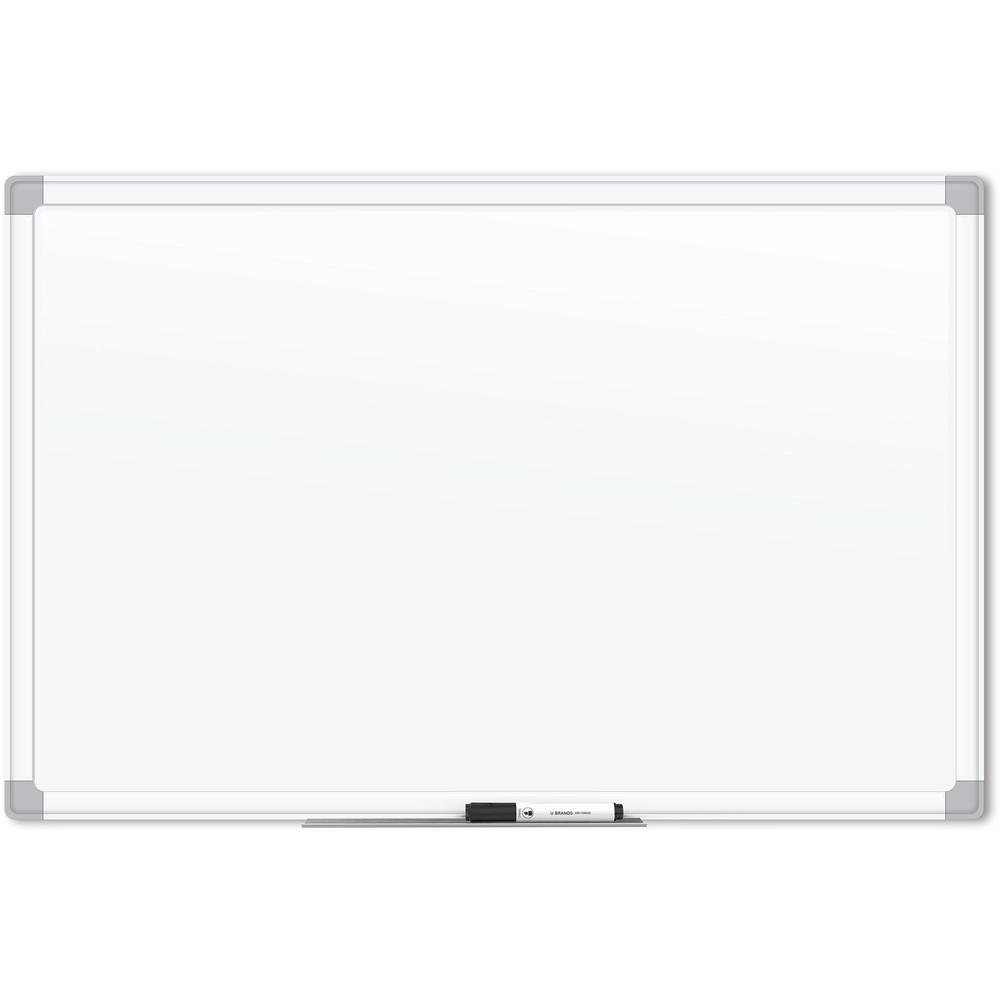 U Brands Magnetic Porcelain Steel Board - 48" (4 ft) Width x 36" (3 ft) Height - White Porcelain Steel Surface - White Aluminum Frame - Rectangle - Horizontal/Vertical - 1 Each. Picture 1