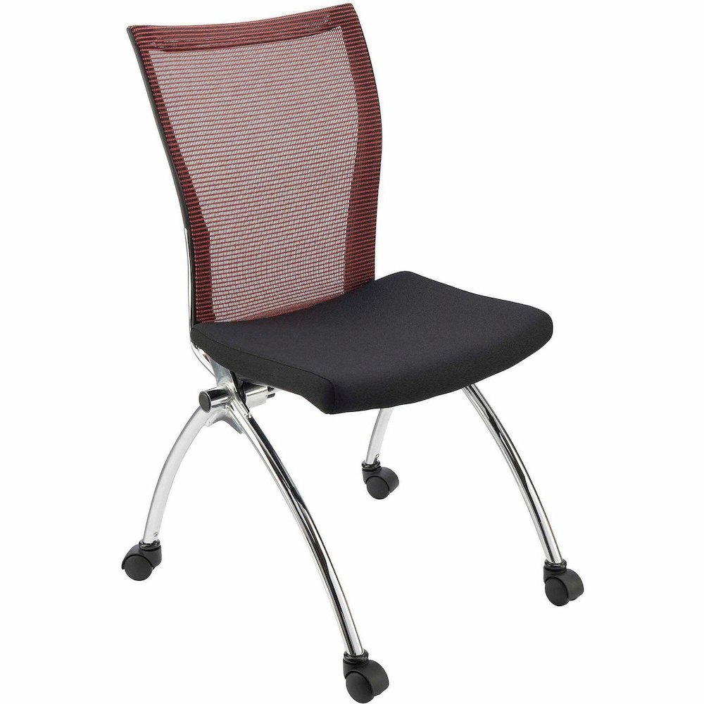 Safco Valore High Back Training Chair - Black Seat Color - Foam Seat Material - Red Back Color - Steel, Chrome Frame Material - High Back - Four-legged Base - 2 / Carton. Picture 1