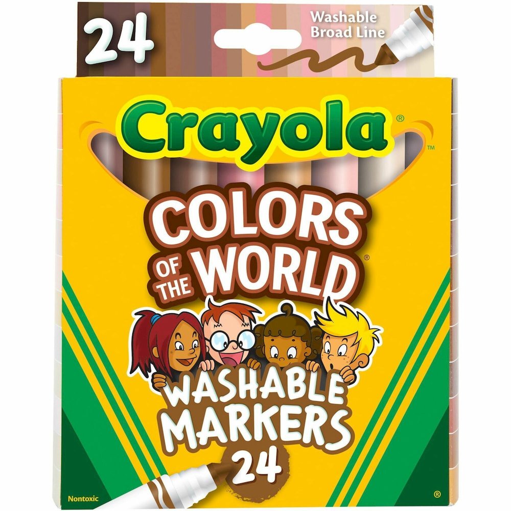 Crayola Colors Of The World Marker - Washable - Deepest Almond, Medium Golden, Light Rose Ink - 24 / Pack. Picture 1
