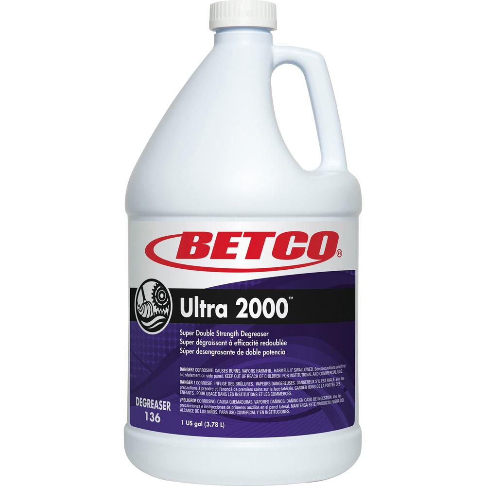 Betco Ultra 2000 Super Degreaser - Concentrate - 128 fl oz (4 quart) - Cherry Almond Scent - 4 / Carton - Non-flammable, Petroleum Free - Green. Picture 1