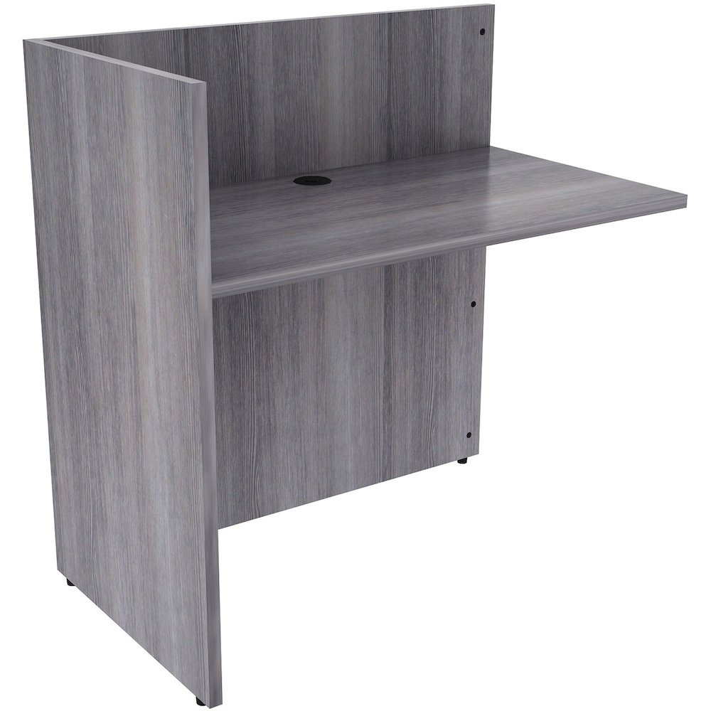Lorell Essentials Series Reception Return - 1" Thickness Top, 41.5" Height x 42" Width x 24" Depth - Material: Laminate - Finish: Weathered Charcoal - 1 Each. Picture 1
