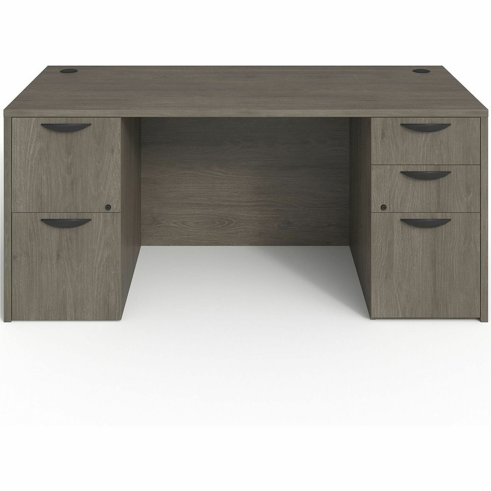 Lorell Prominence 2.0 Double-Pedestal Desk - Rectangle - 29" Height x 66" Width x 30" Depth, 1" Thickness Top - Total Drawer(s): 5 - Double Pedestal on Left/Right Side - Band Edge - Material: Particle. Picture 1