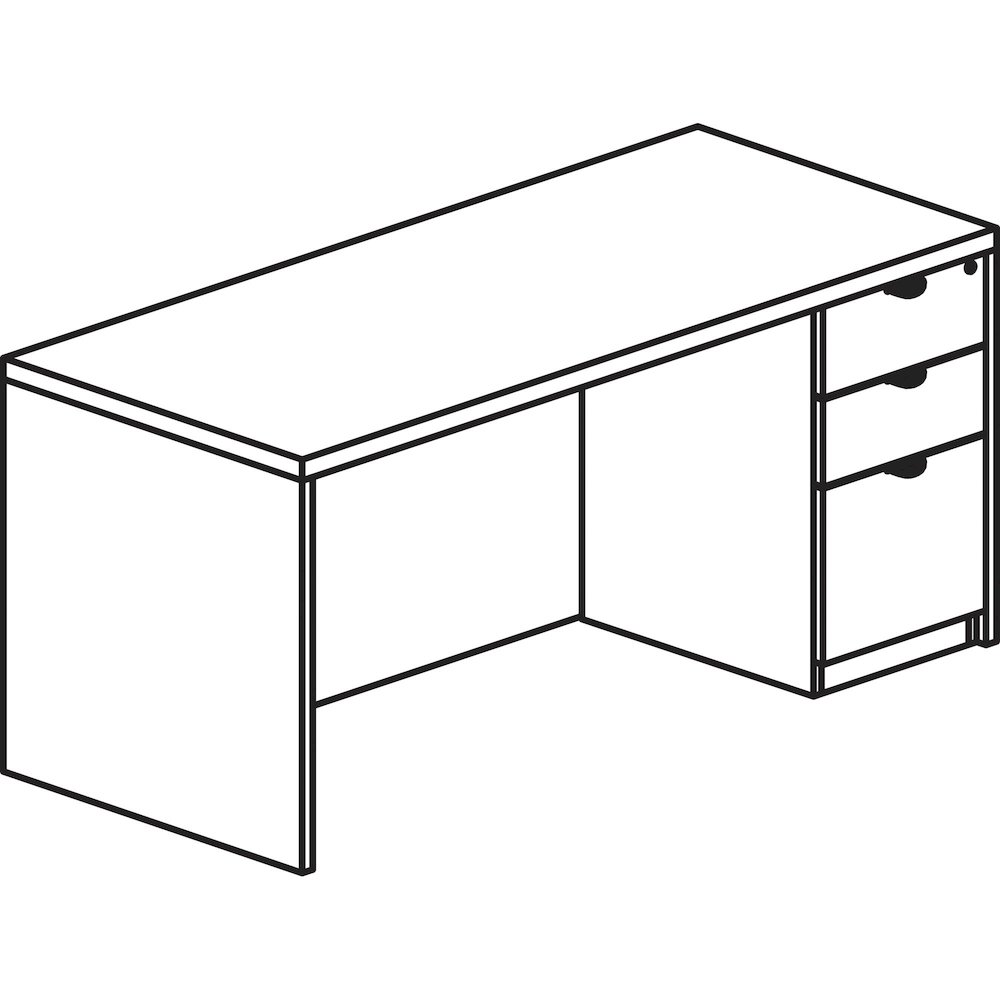 Lorell Prominence 2.0 Right-Pedestal Desk - Rectangle - 29" Height x 72" Width x 36" Depth, 1" Thickness Top - Total Drawer(s): 3 - Single Pedestal on Right Side - Band Edge - Material: Particleboard . Picture 1