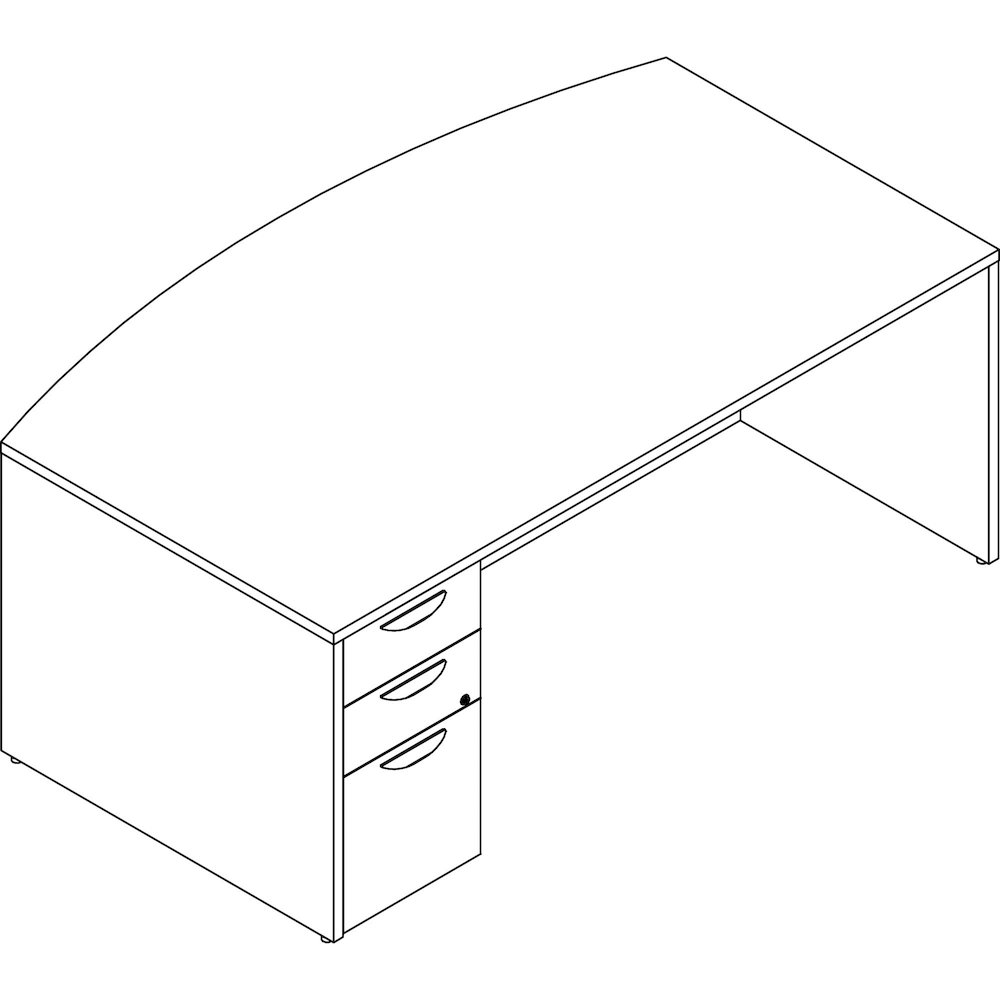 Lorell Prominence 2.0 Bowfront Left-Pedestal Desk - Rectangle - 29" Height x 72" Width x 42" Depth, 1" Thickness Top - Total Drawer(s): 3 - Double Pedestal on Left Side - Band Edge - Material: Particl. Picture 1