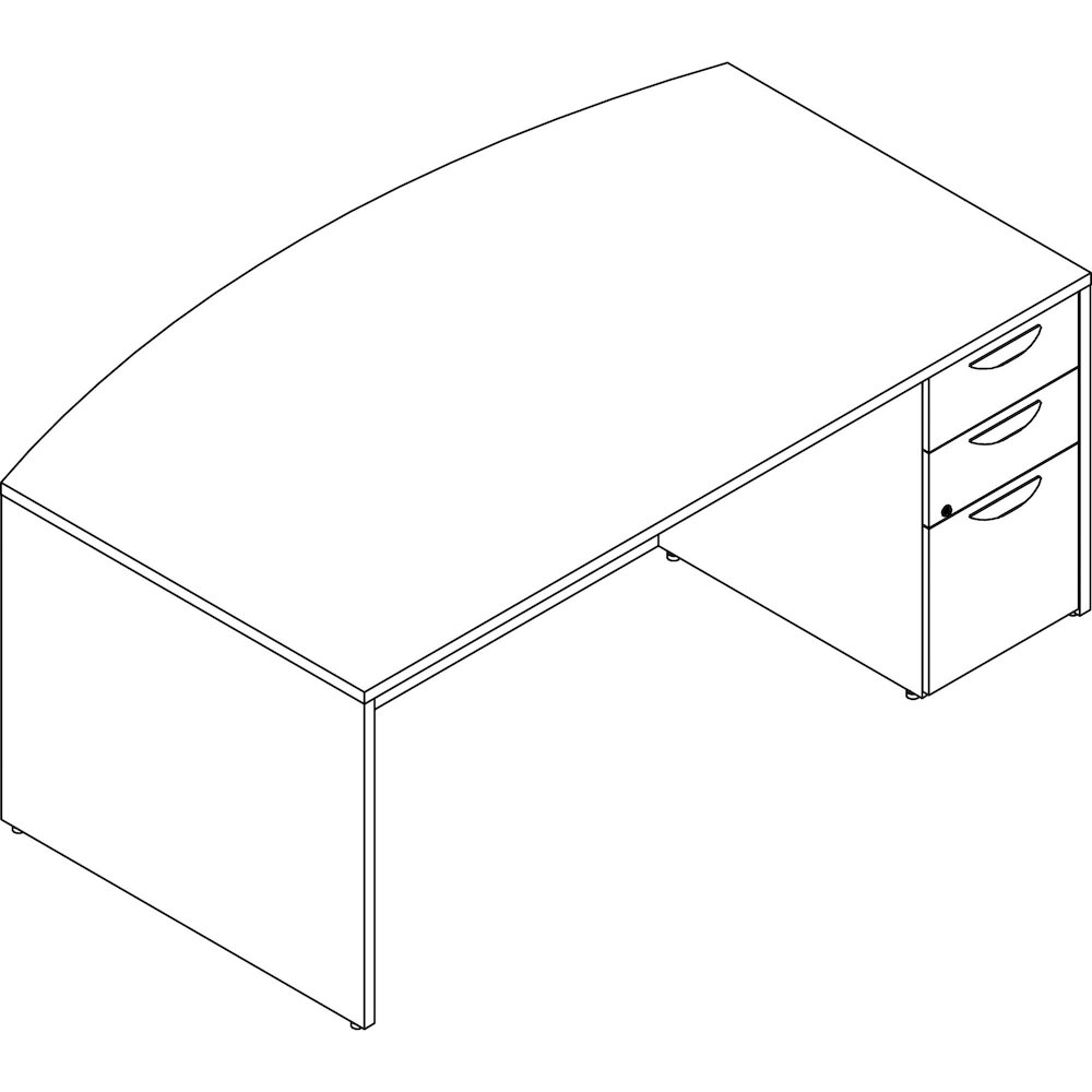 Lorell Prominence 2.0 Bowfront Right-Pedestal Desk - Rectangle - 29" Height x 72" Width x 42" Depth, 1" Thickness Top - Total Drawer(s): 3 - Double Pedestal on Right Side - Band Edge - Material: Parti. Picture 1