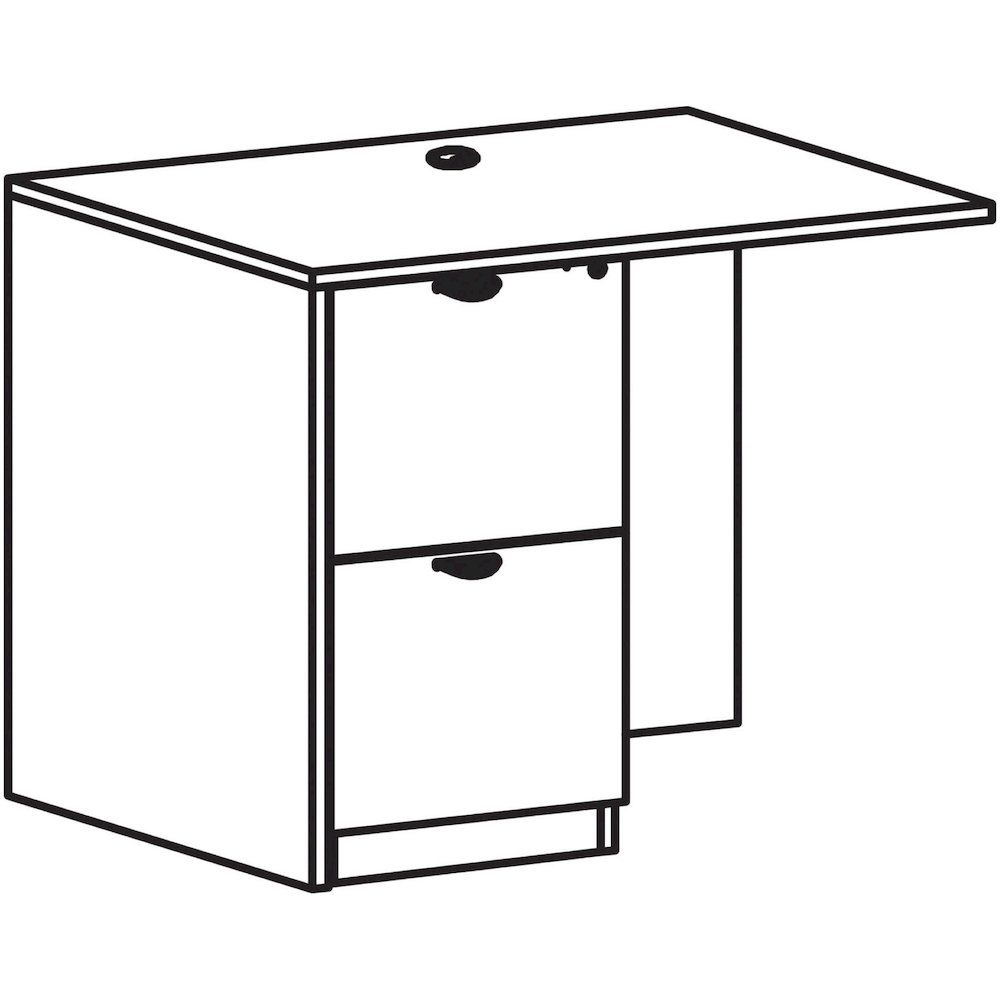 Lorell Prominence 2.0 Left Return - Rectangle - 29" Height x 42" Width x 24" Depth, 1" Thickness Top - Total Drawer(s): 2 - Band Edge - Material: Particleboard - Finish: Gray Elm, Thermofused Melamine. Picture 1