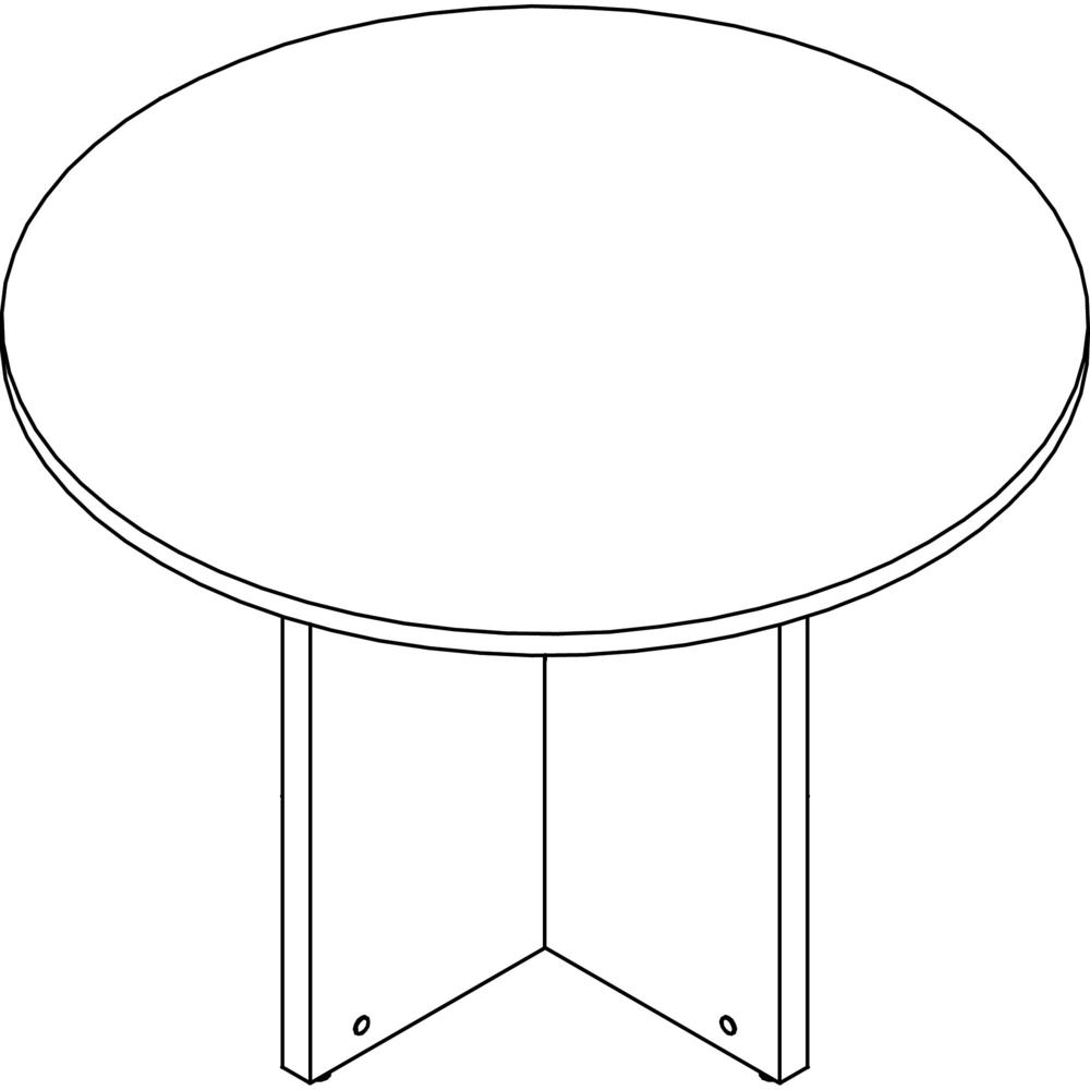 Lorell Prominence 2.0 Round Laminate Conference Table - 29" x 42" , 1" Top, 0.1" Edge - Material: Particleboard - Finish: Gray. Picture 1
