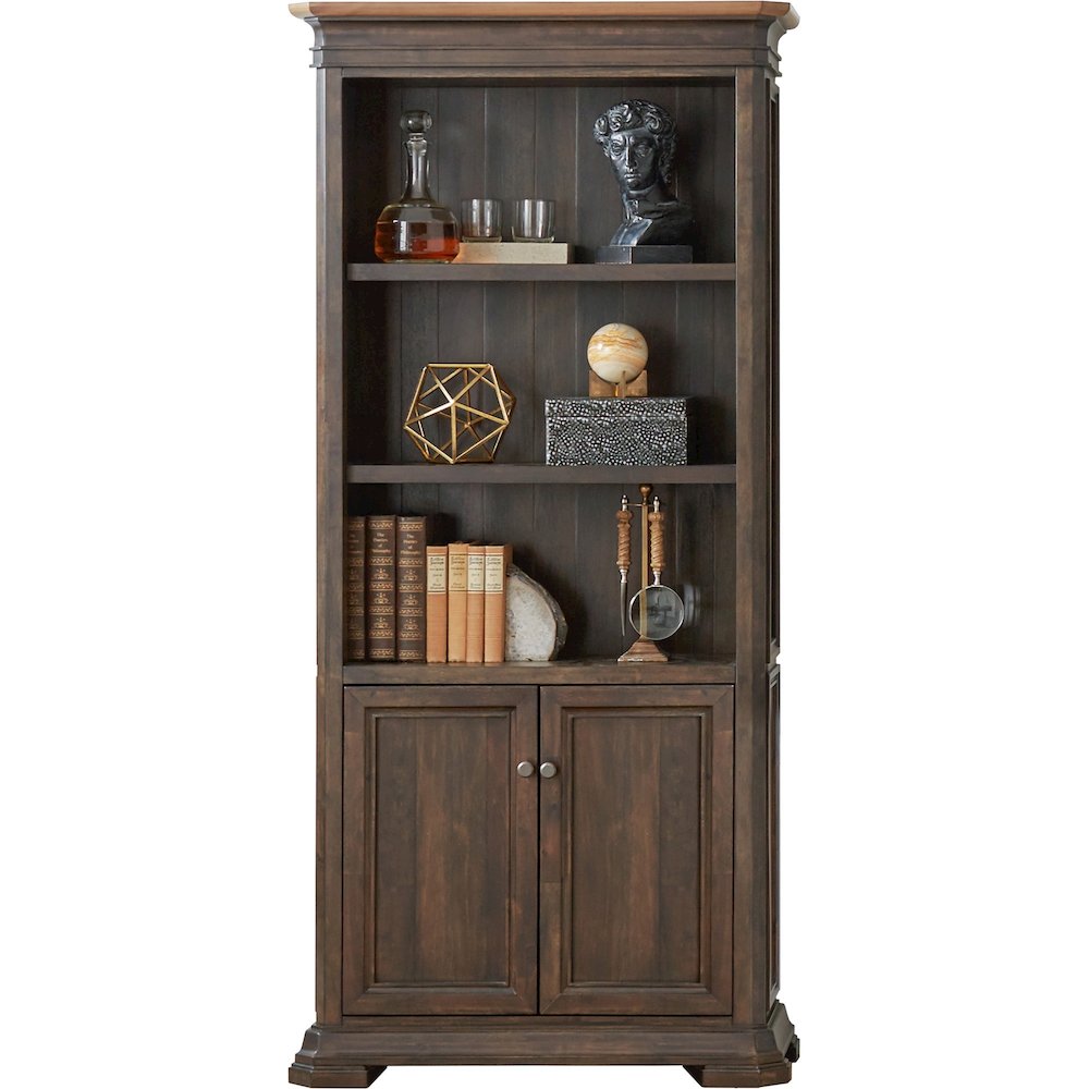 Martin Sonoma Veneer Bookcase - 14" Height x 36" Width x 78" Depth - 2 Door(s) - 3 Adjustable Shelf(ves) - Material: Wood Veneer - Finish: Dark Roast - 1 Each. Picture 1