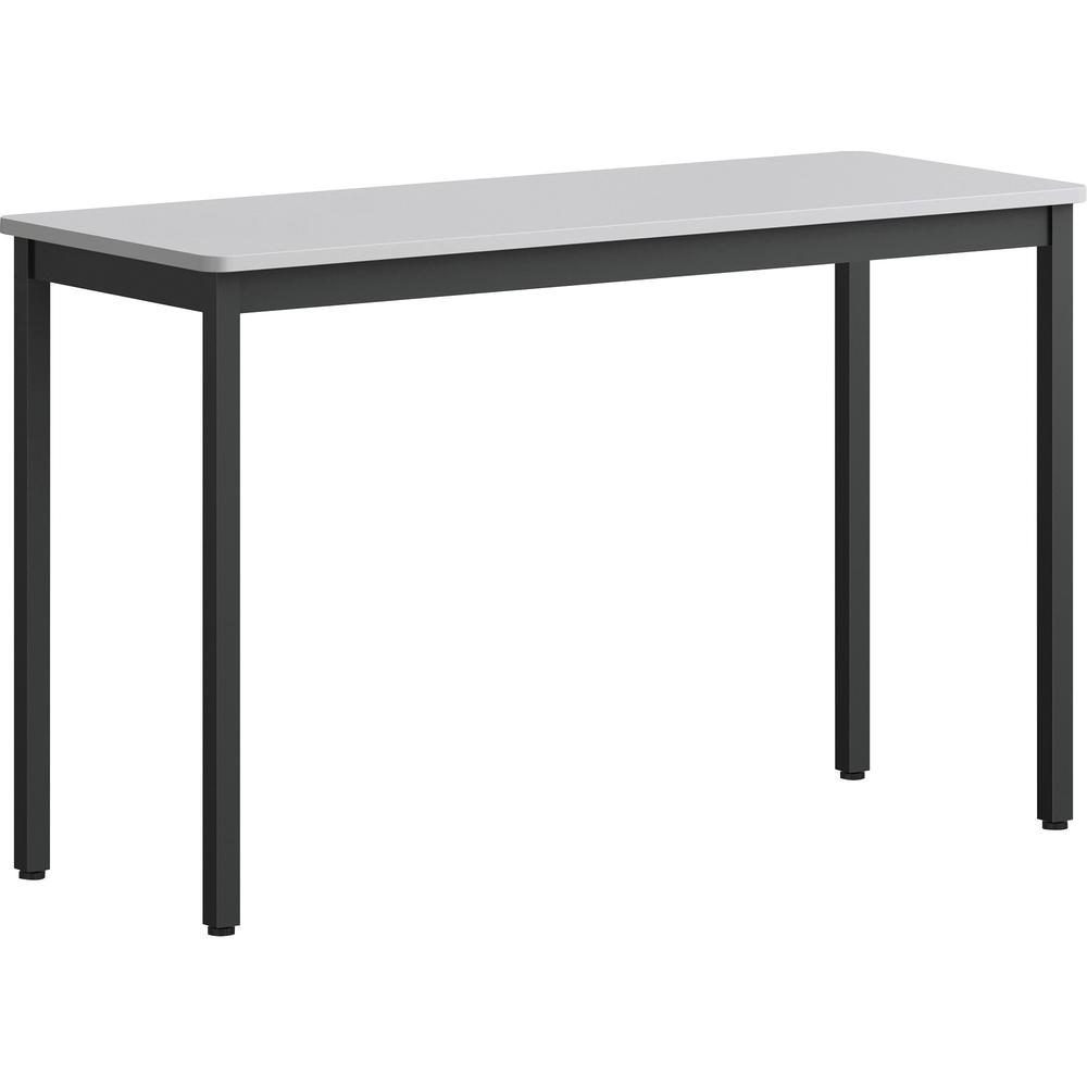 Lorell Utility Table - Gray Rectangle, Laminated Top - Powder Coated Black Base - 500 lb Capacity - 47.25" Table Top Width x 18.13" Table Top Depth - 30" Height - Assembly Required - Melamine Top Mate. Picture 1