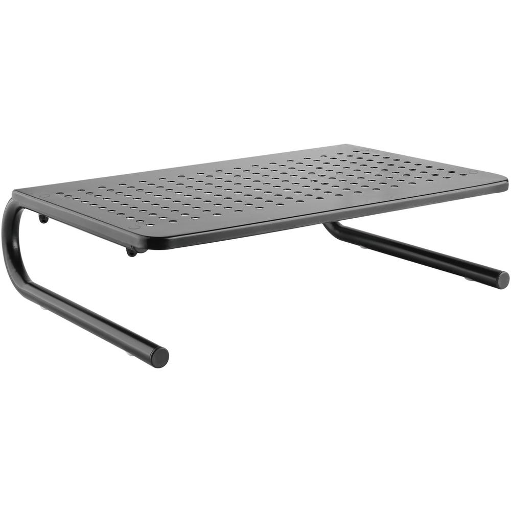 Lorell Monitor/Laptop Stand - 20 lb Load Capacity - 5.50" Height x 14.50" Depth - Desktop - Steel - Black - For Monitor, Notebook - Ventilated, Rubber Pad, Non-skid. Picture 1