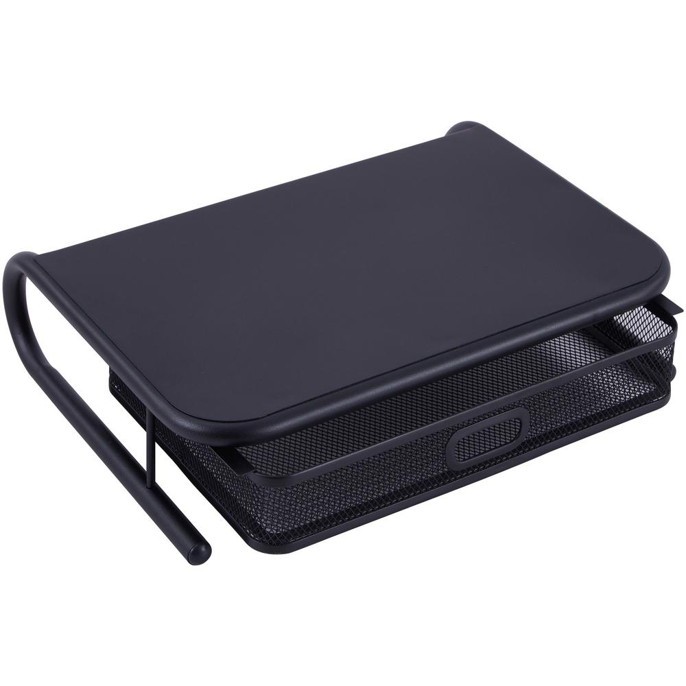 Lorell Mesh Wire Monitor Stand - Desktop - Powder Coated - Steel - Black. Picture 1