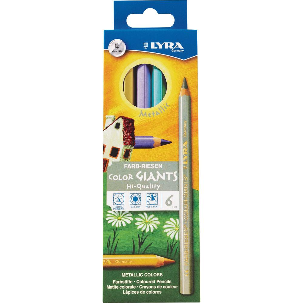 Lyra Color Giant Pencils - 6.3 mm Assorted Metallic Lead - 6 / Pack. Picture 1