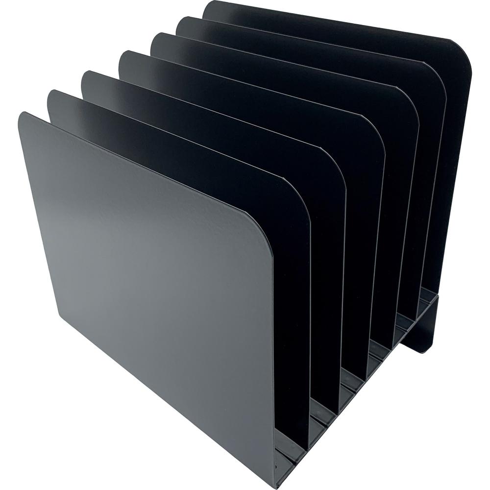 Huron Slanted Vertical Slots Desktop Organizer - 8 Compartment(s) - Vertical - 10" Height x 9.75" Width x 11" Depth - Durable - Black - Steel - 1 Each. Picture 1