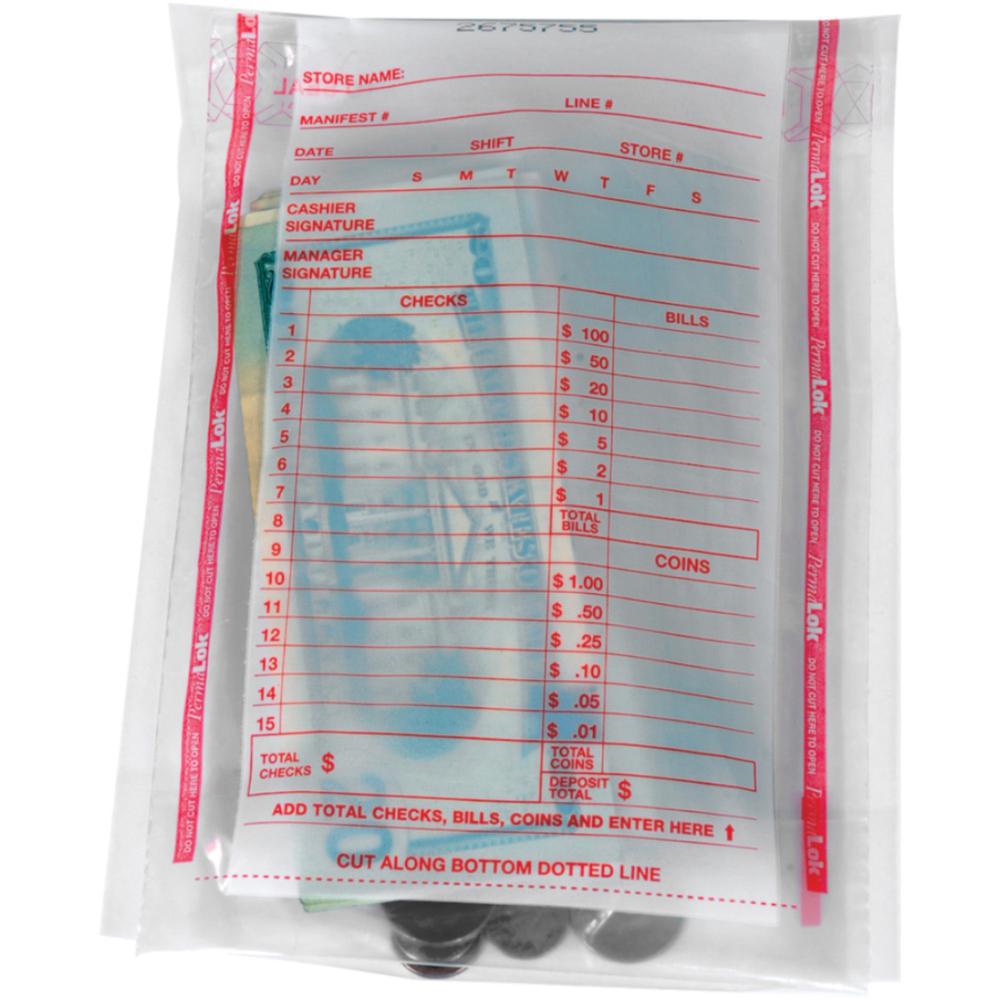 ControlTek PermaLOK Bundle Bags - 8.75" Length x 5.75" Width - Clear - Cash - 1000 / Carton. Picture 1