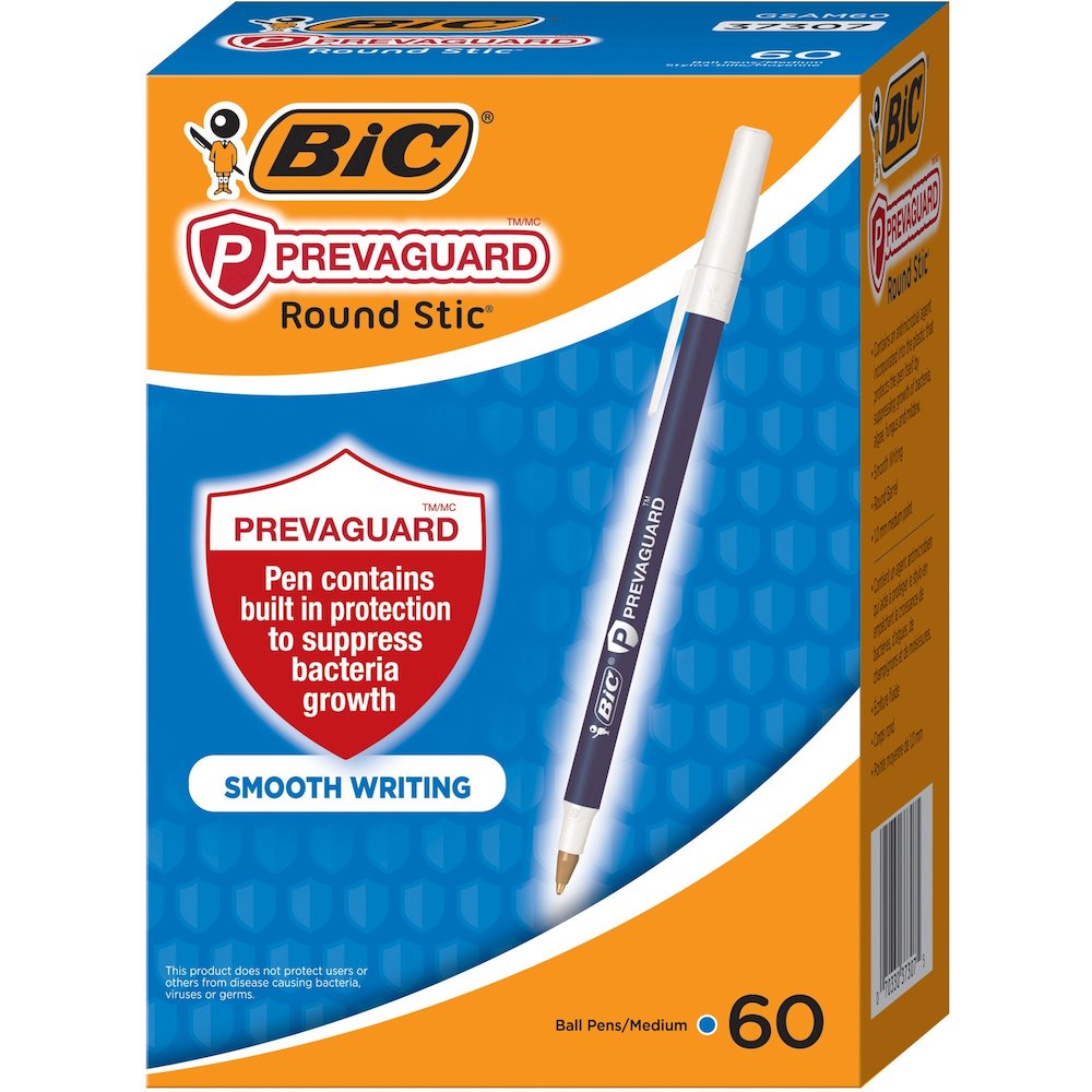 BIC PrevaGuard Round Stic Ballpoint Pen - Blue Ink - Blue Plastic Barrel - 60 / Box. Picture 1