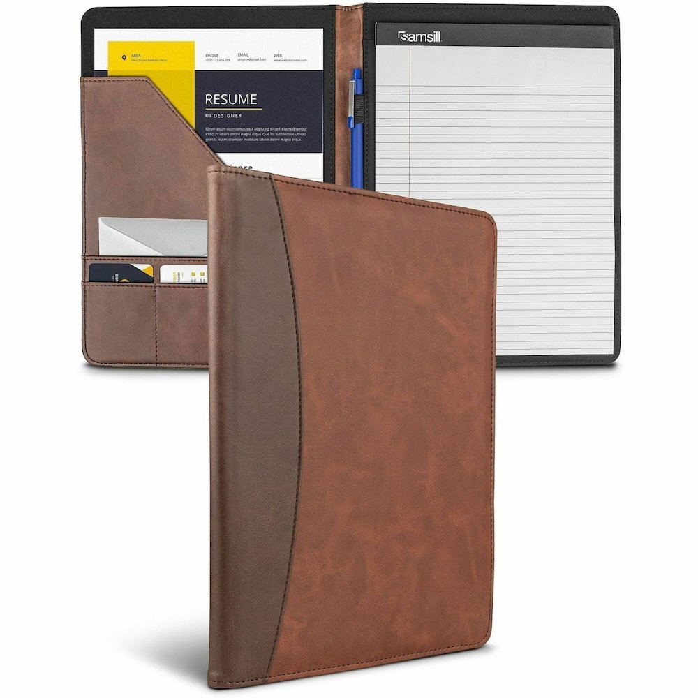 Samsill Two-Tone Pad Holder - PU Leather - Brown, Black, Tan - 1 Each. Picture 1