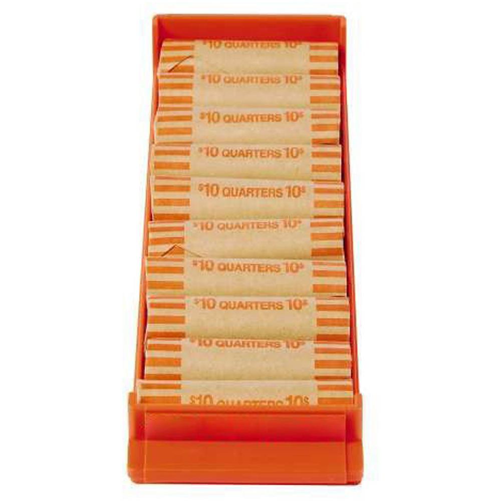 ControlTek Coin Trays for Quarters - Stackable - 10 Coin Compartment(s) - Orange - Plastic - 2 / Pack. Picture 1
