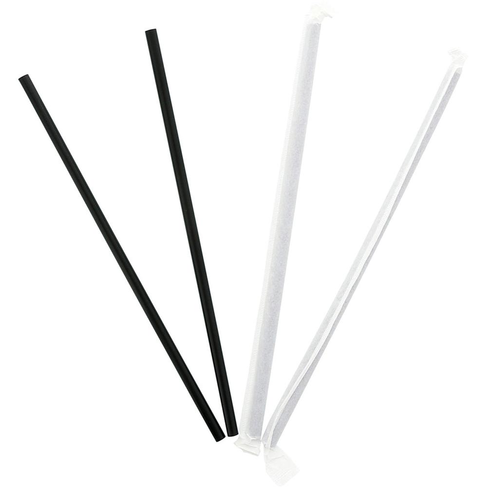 Banyan Black Straws - Wrapped - 7.8" Length - Black - 5000 / Carton. Picture 1