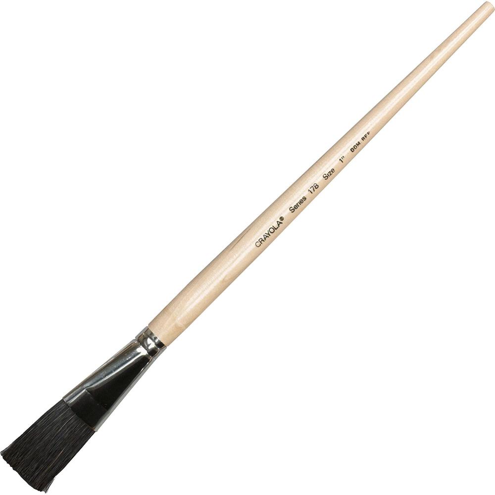 Crayola No. 178 Nylon Easel Brush - No. 178 - 1" Wood Handle - Aluminum Ferrule - 4 / Pack. Picture 1