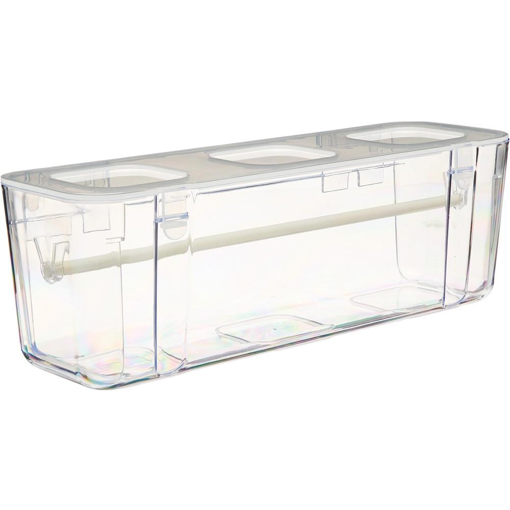 Deflecto Ribbon Dispenser - 4.40" Height x 13.30" Width x 4.20" Depth - Desktop - Lid, Portable, Stackable, Wall Mountable - Clear - Plastic, Polypropylene - 1 Each. Picture 1