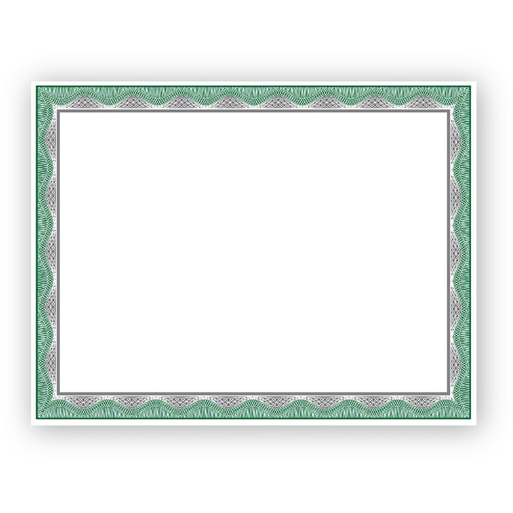 Geographics Silver Foil Award Certificates - 65 lb Basis Weight - 11" Width - Inkjet, Laser Compatible - Assorted, Green, Silver, White - Foil - 15 / Pack. Picture 1