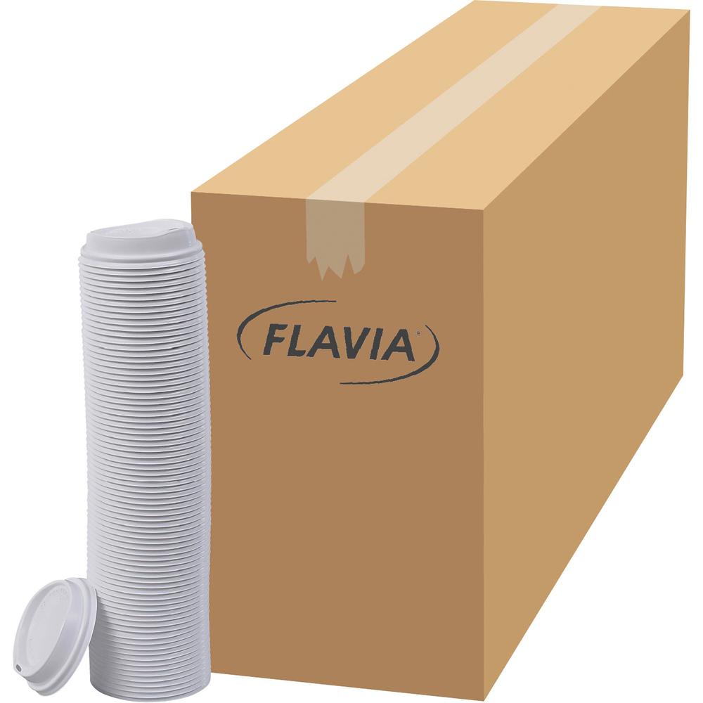 Flavia 10 oz Hot Beverage Paper Cup Lids - 10 fl oz - White - Paper - Beverage, Hot Drink - 1000 / Carton. Picture 1