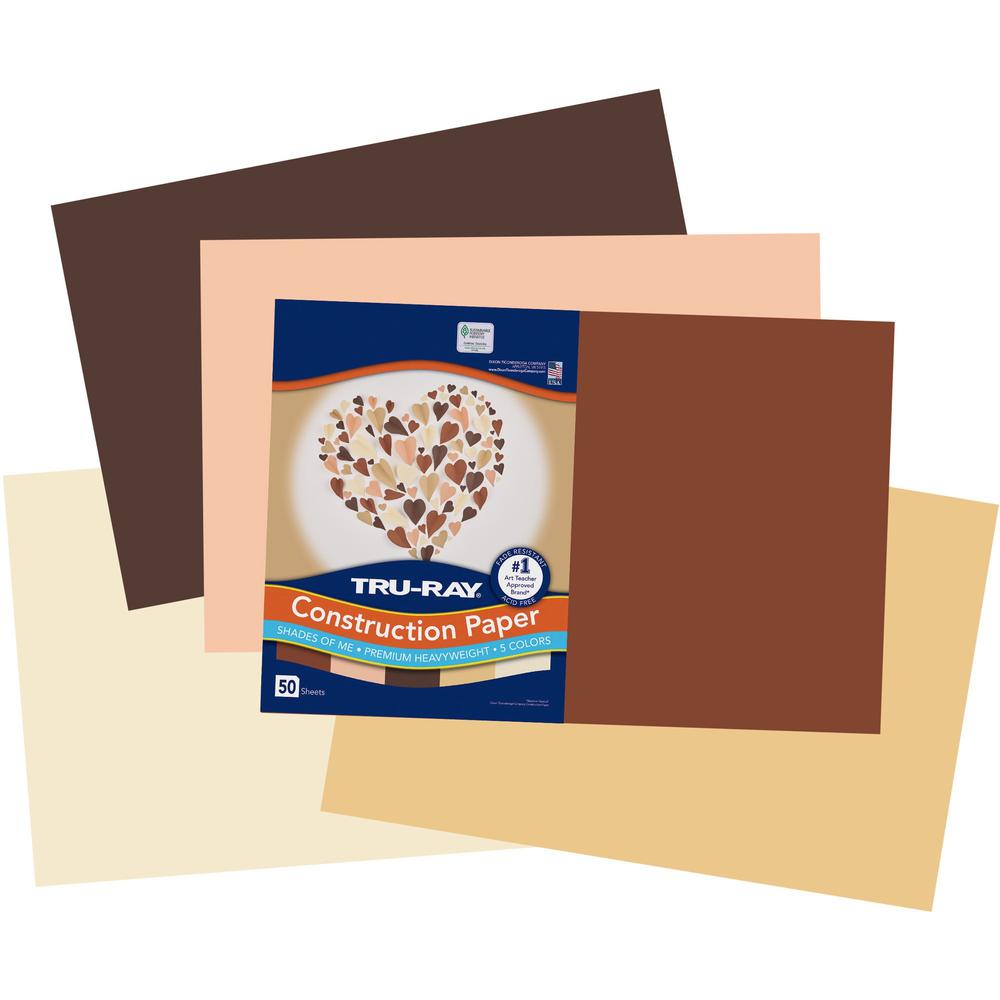 Tru-Ray Construction Paper - Art Project, Craft Project - 12" Width x 18" Length - 76 lb Basis Weight - Assorted - Fiber, Sulphite - 50 / Pack. Picture 1