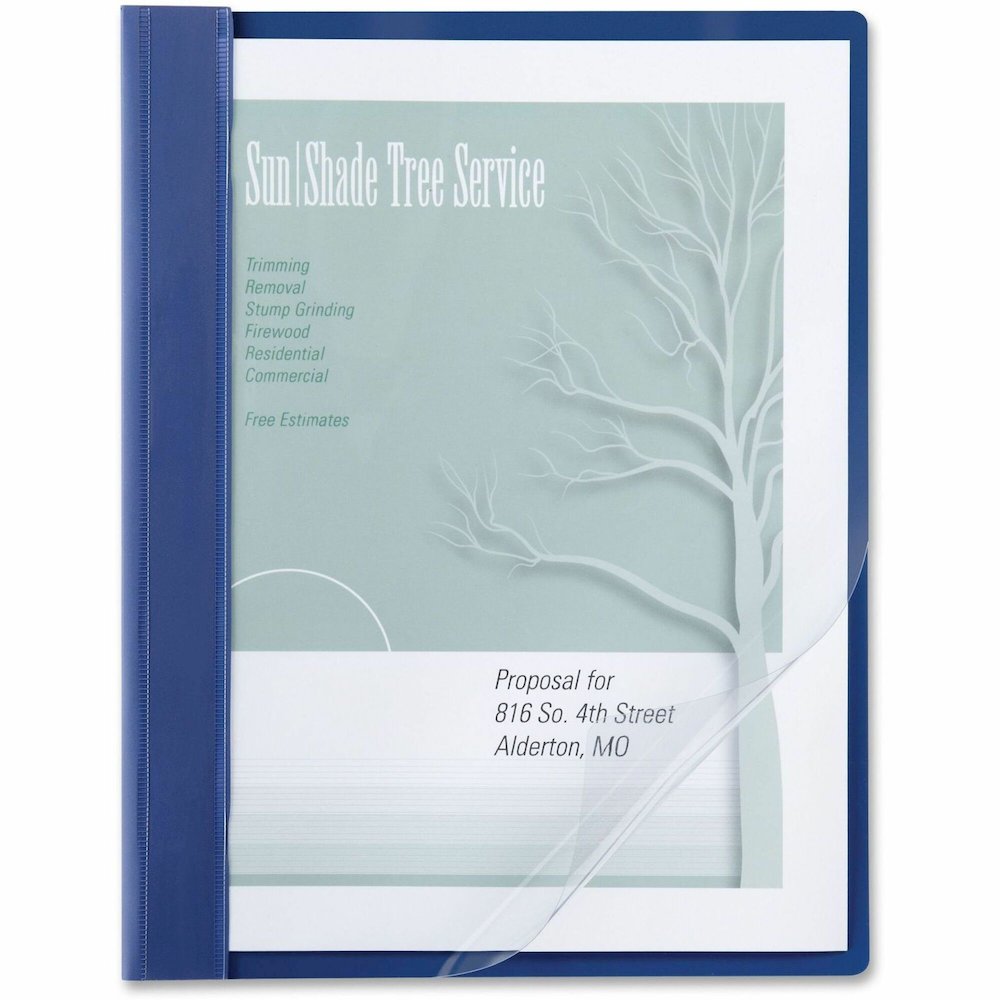 ACCO Letter Report Cover with Fastener - 8 1/2" x 11" - 100 Sheets Capacity - Vinyl - Blue - Water Resistant - 0% Recycled - 10 / Pack. Picture 1