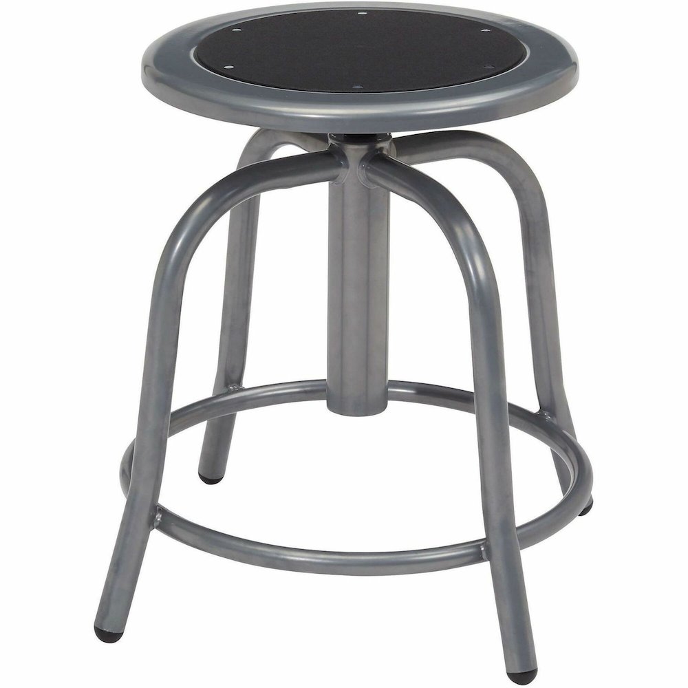 National Public Seating 6800 Series Stools - Black Seat Color - Steel, Metal Seat Material - Gray Frame Color - Steel Frame Material - Curved Leg Base - Steel - 1 Each. Picture 1