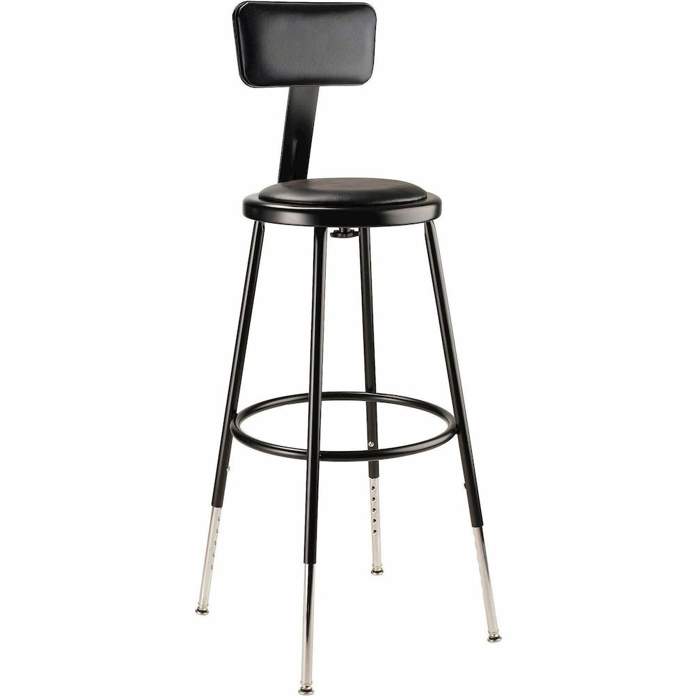 National Public Seating 6400 Series Heavy-Duty Padded Stools - Black Seat Color - Vinyl, Medium Density Fiber (MDF) Seat Material - Black Frame Color - Steel Frame Material - Four-legged Base - Black . Picture 1