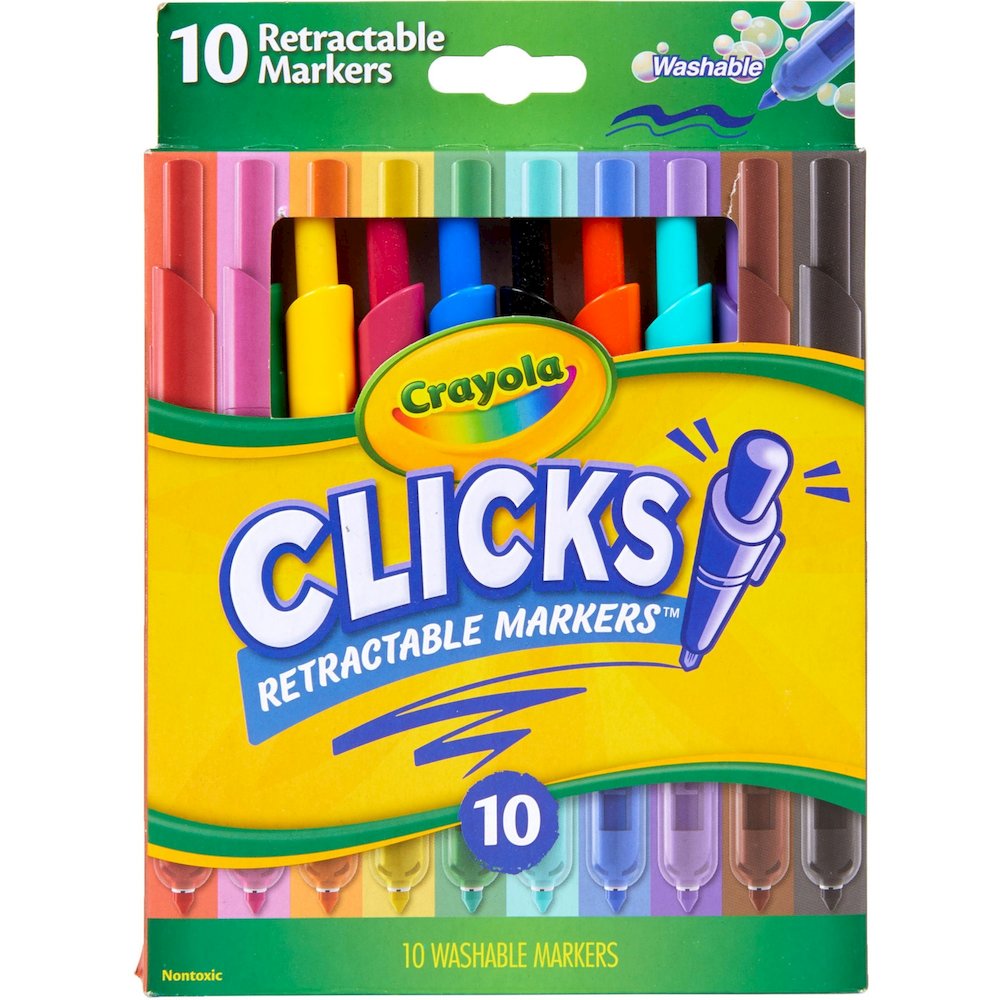 Crayola Marker - Retractable - Washable - Assorted Ink - Water Based - Assorted Plastic Barrel - 10 / Pack. Picture 1