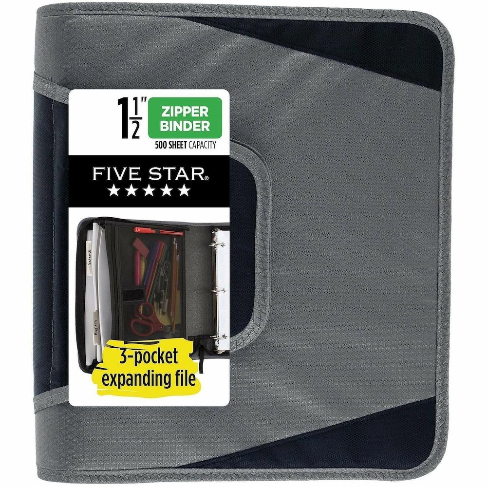 Mead Zipper Binder - 500 Sheet Capacity - 3 Ring - Fastener: Ring - Pocket: 3 - Multi-colored - Zipper Closure, Wear Resistant, Tear Resistant, Durable, Expandable - 1 Each. Picture 1