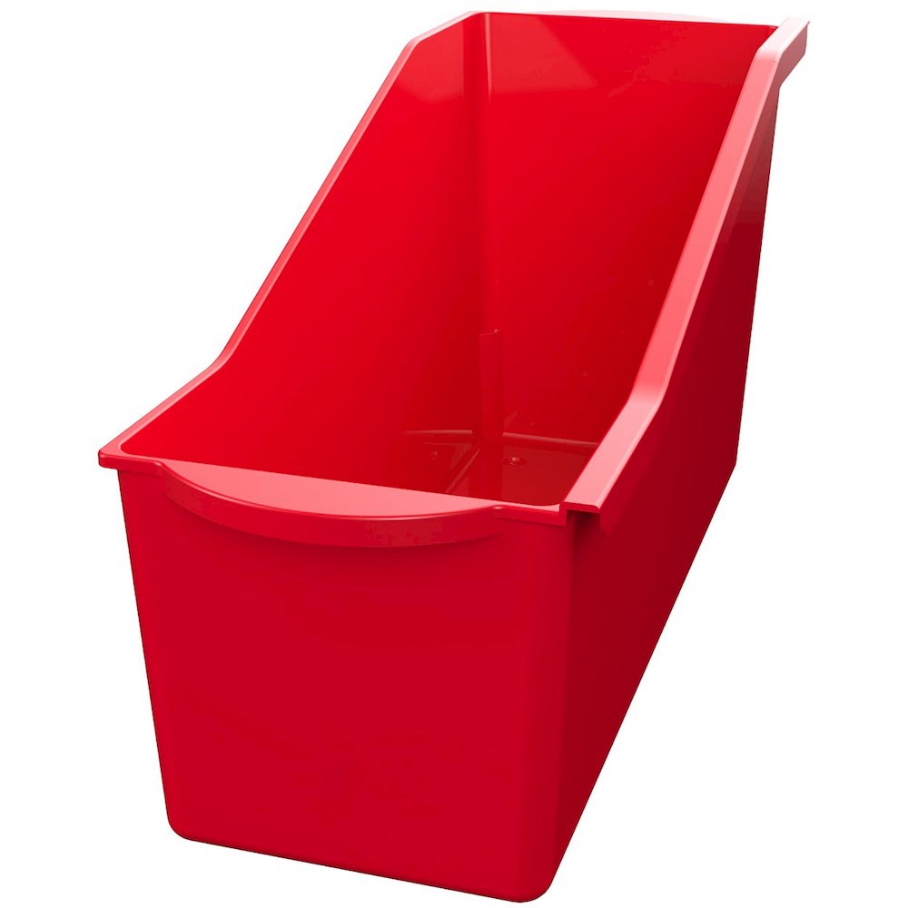 Deflecto Antimicrobial Kids Book Bin - 7.35" Height x 14.20" Width x 5.34" Depth - Antimicrobial, Lightweight, Portable, Mold Resistant, Mildew Resistant, Stackable, Handle - Red - Polypropylene - 1 E. Picture 1
