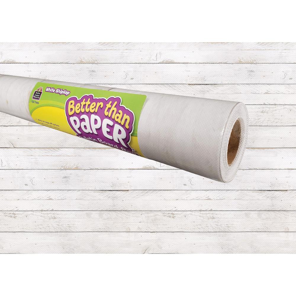 Teacher Created Resources Bulletin Board Roll - Bulletin Board, Poster, Student - 12 ft Height x 48" Width - White Shiplap - Fabric - 1 Roll. Picture 1