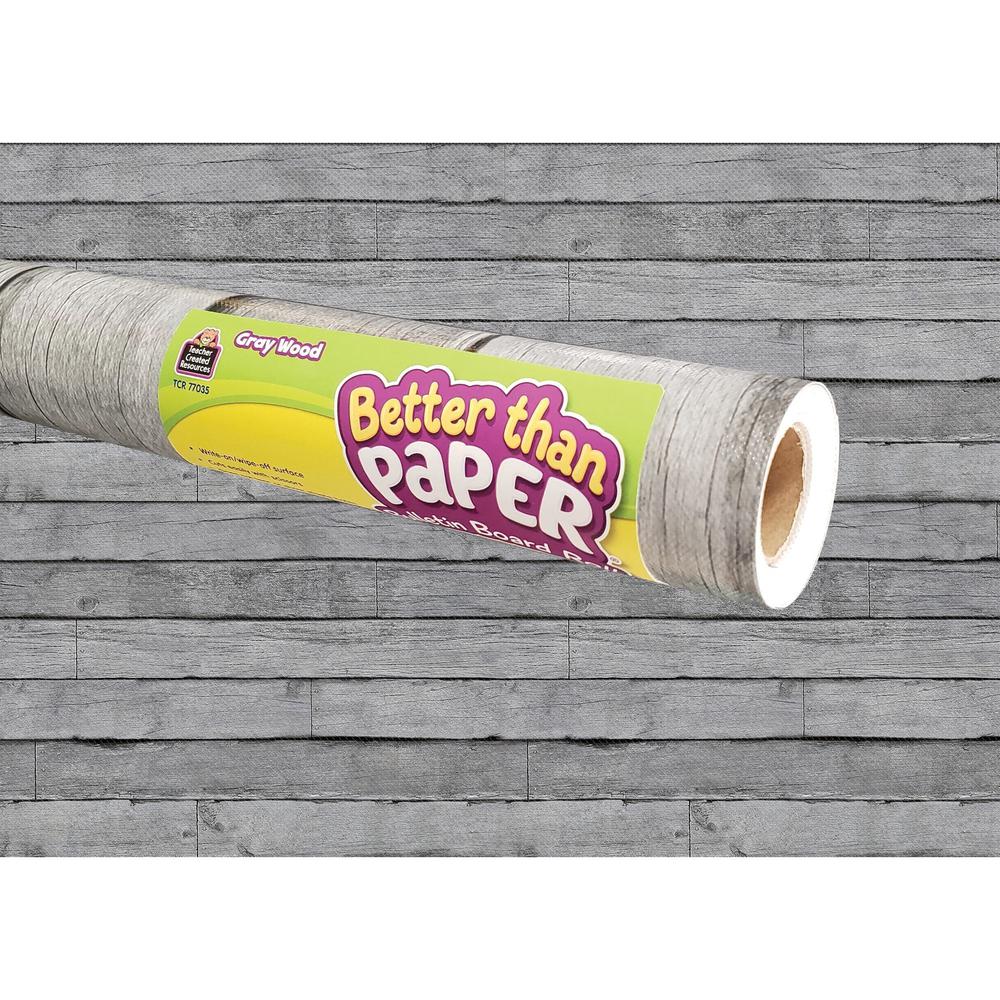 Teacher Created Resources Bulletin Board Roll - Bulletin Board, Poster, Student - 12 ftHeight x 48"Width - 1 Roll - Gray Wood - Fabric. Picture 1