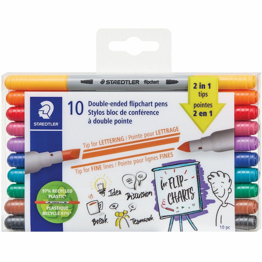 Staedtler Double-ended Dry Erase Pens - Assorted Ink - Dry - 10 / Pack. Picture 1