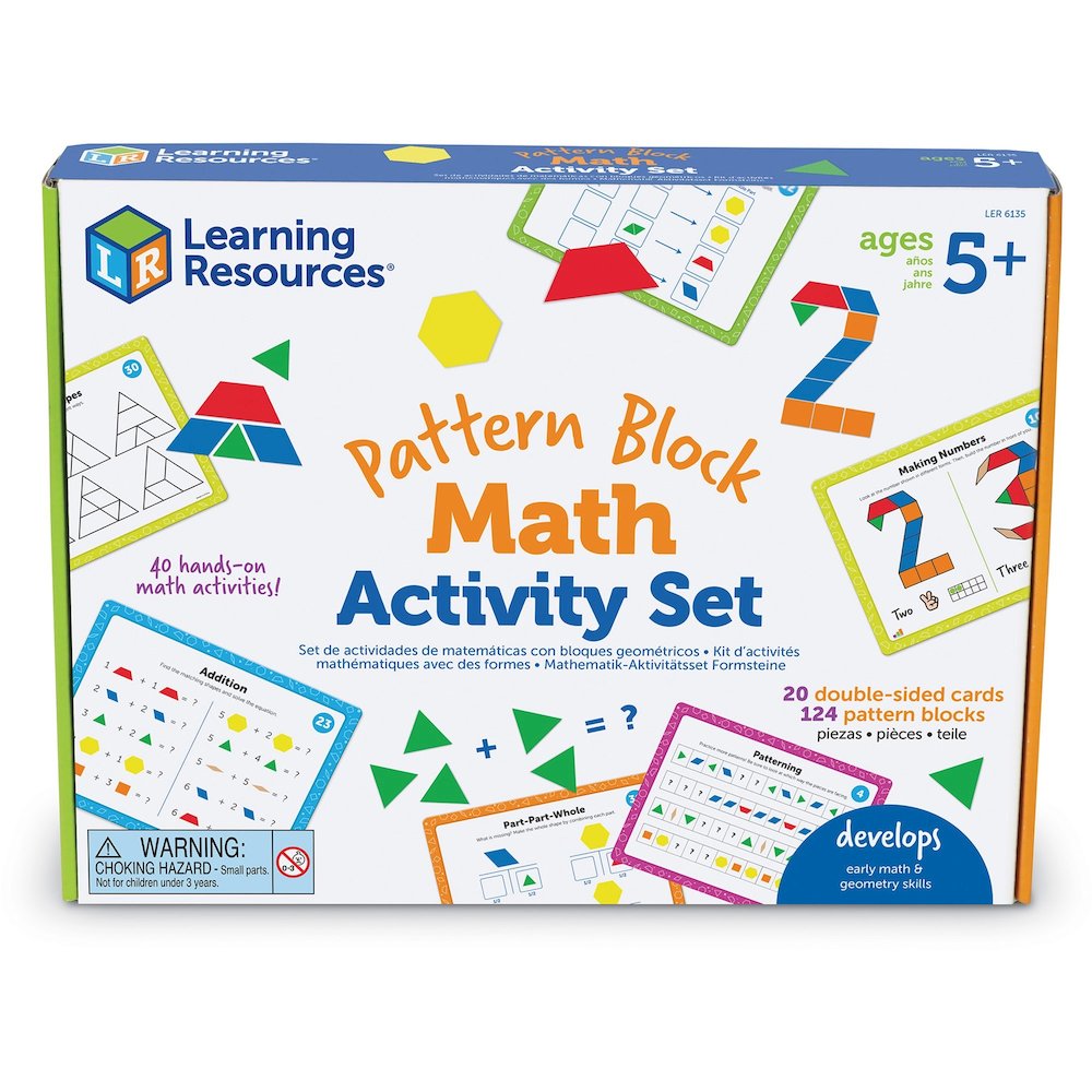Learning Resources Pattern Block Math Activity Set - Theme/Subject: Fun - Skill Learning: Addition, Mathematics, Symmetry, Patterning, Fraction, Graphing, Shape, Geometry - 128 Pieces - 5-10 Year - 1 . Picture 1