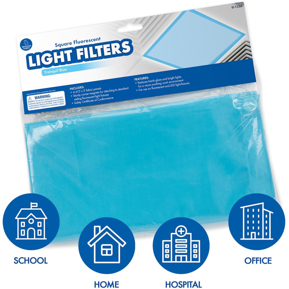 Educational Insights Square Fluorescent Light Filters (Tranquil Blue) - 1 Each. Picture 1