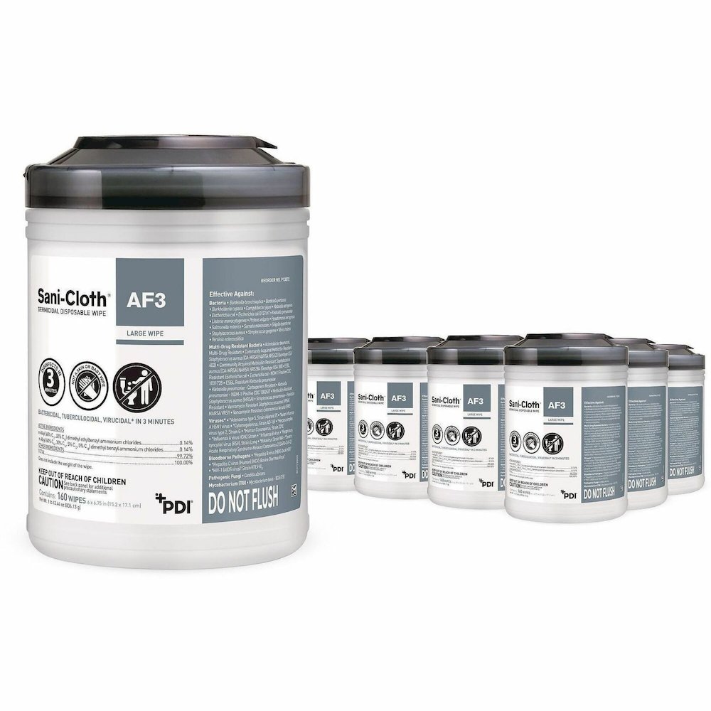 PDI Sani-Cloth AF3 Germicidal Wipes - 6.75" Length x 6" Width - Alcohol-free, Bleach-free, Virucidal, Fungicide, Fragrance-free, Disposable, Phenol-free, Ammonia-free, Disinfectant, Pre-moistened, Str. Picture 1