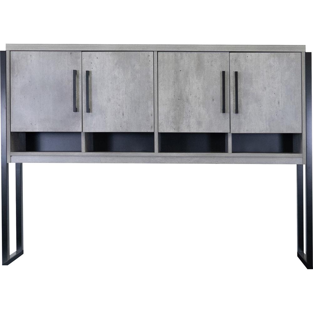 Mason Modern Wood Laminate Hutch With Wood Doors,Concrete Gray. Picture 1