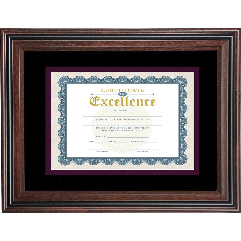 Advantus Double Matted Certificate Frame - 11" x 14" Frame Size - Vertical, Horizontal - Double Mat, Dust Resistant, Debris Resistant - Rosewood - 1 Each. Picture 1