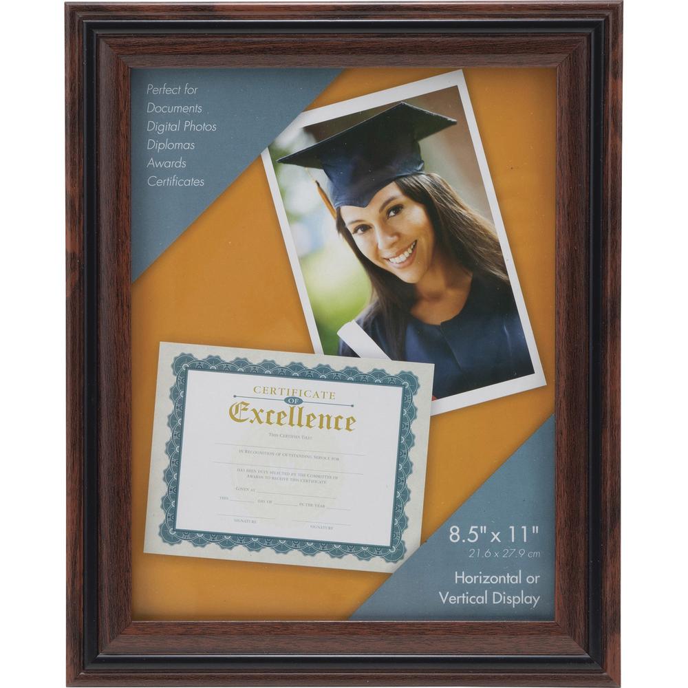 Advantus Certificate Frame - 8.50" x 11" Frame Size - Desktop - Vertical, Horizontal - Dust Resistant, Debris Resistant - Rosewood - 1 Each. Picture 1